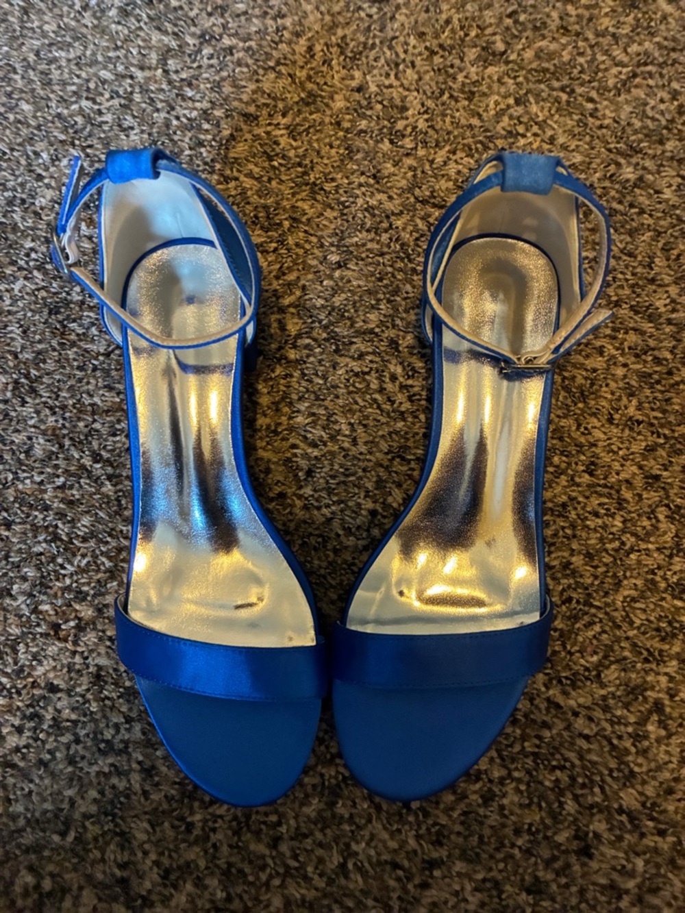 Satin Royal Blue Ankle-Strap Heels for Women